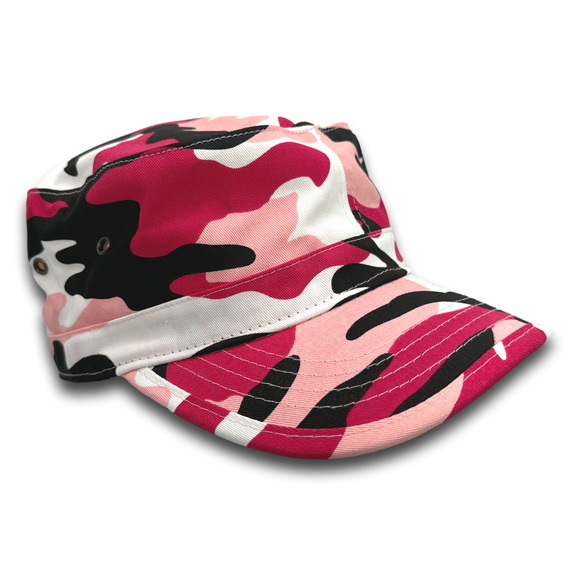 Pink Camo Cadet Hat Fatigue Basic Training Round Top GI Army Battle Dress Cap - Picture 5 of 6